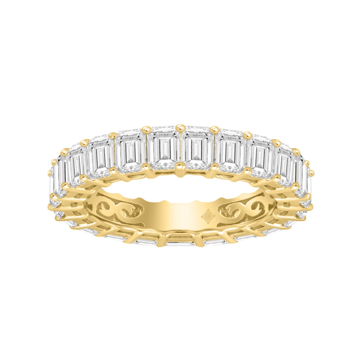 LADIES ETERNITY BAND 5 1/3CT EMERALD DIAMOND 14K Y...