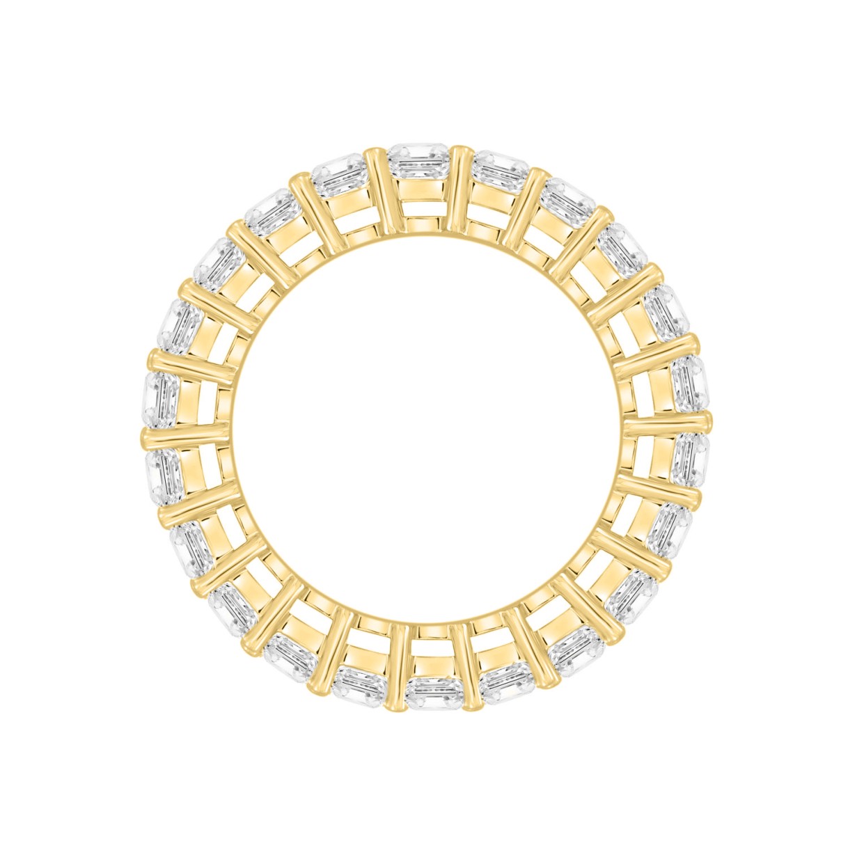 LADIES ETERNITY BAND 5 1/3CT EMERALD DIAMOND 14K YELLOW GOLD