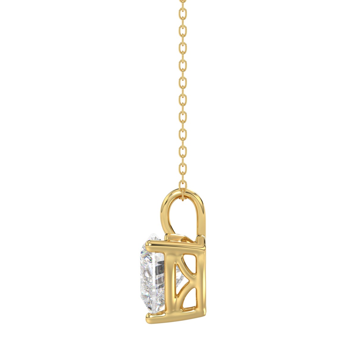 LADIES SOLITAIRE PENDANT WITH CHAIN 2CT HEART DIAMOND 14K YELLOW GOLD