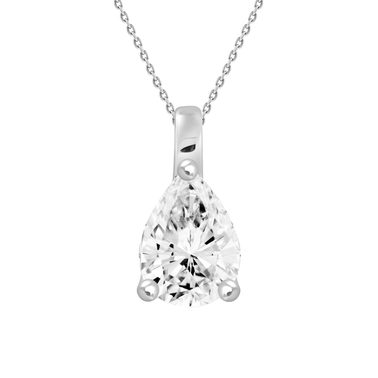 LADIES SOLITAIRE PENDANT WITH CHAIN 1 1/2CT PEAR D...