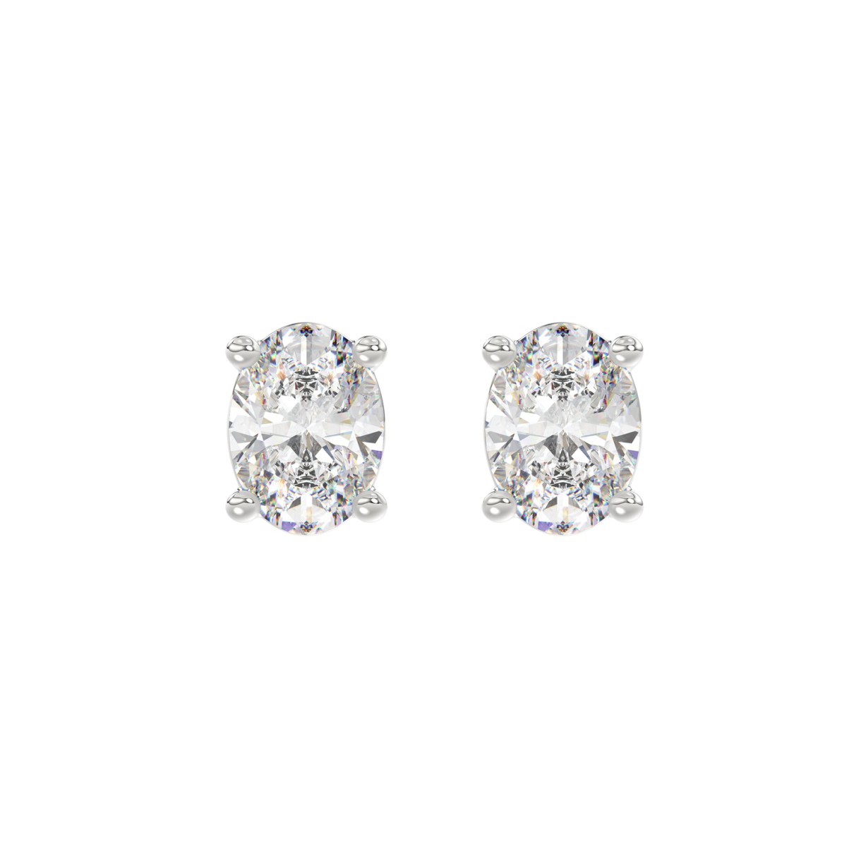 LADIES SOLITAIRE EARRINGS 3CT OVAL DIAMOND 14K WHI...