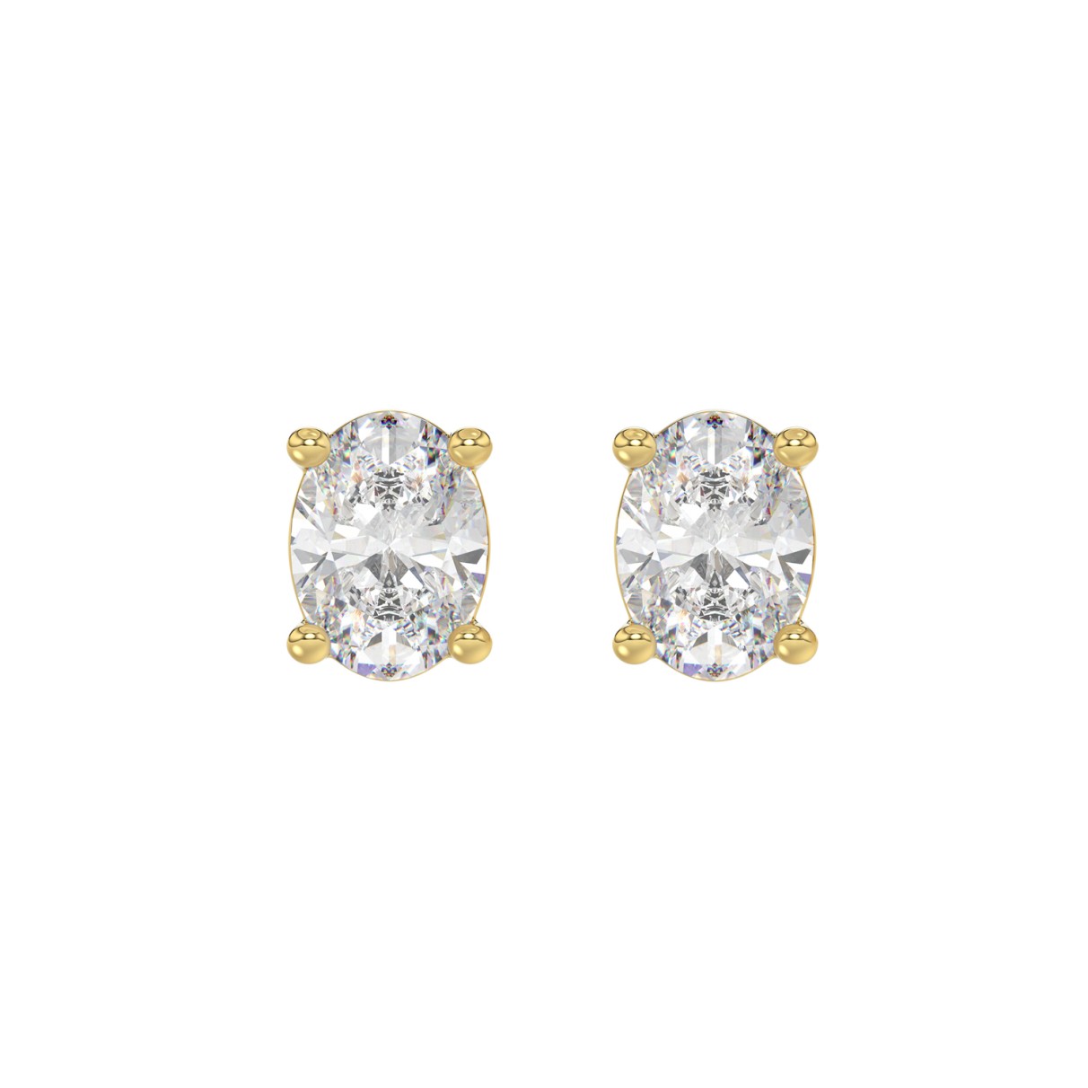 LADIES SOLITAIRE EARRINGS 3CT OVAL DIAMOND 14K YELLOW GOLD (CENTER STONE OVAL DIAMOND 1 1/2CT )