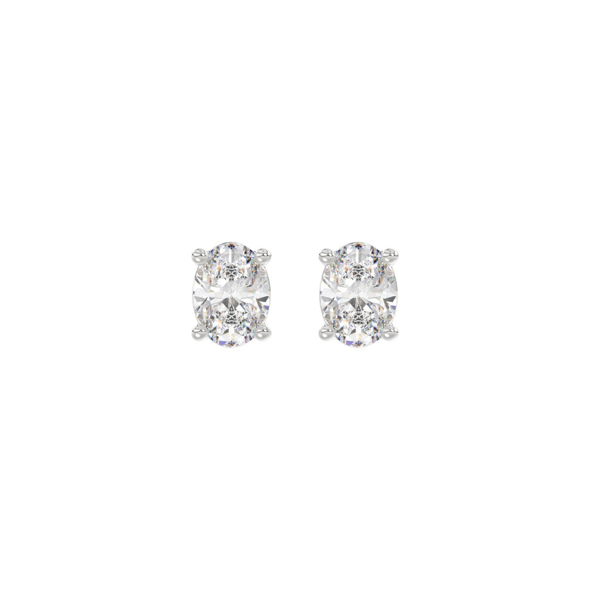 LADIES SOLITAIRE EARRINGS 1/2CT OVAL DIAMOND 14K WHITE GOLD (CENTER STONE OVAL DIAMOND 1/4CT )