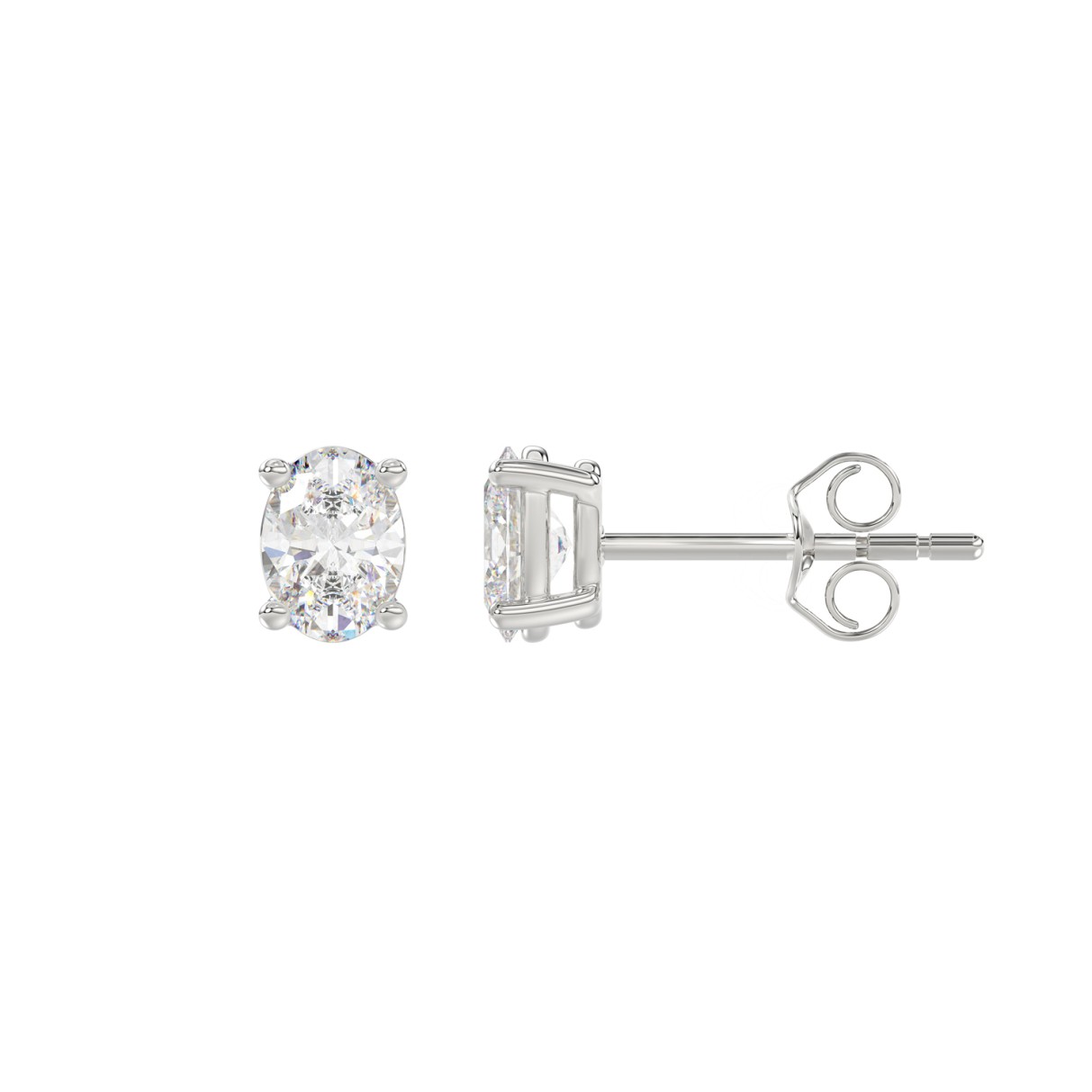 LADIES SOLITAIRE EARRINGS 1/2CT OVAL DIAMOND 14K WHITE GOLD (CENTER STONE OVAL DIAMOND 1/4CT )