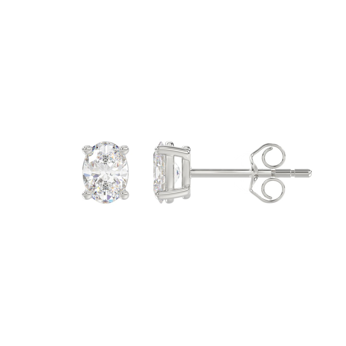 LADIES SOLITAIRE EARRINGS 1/2CT OVAL DIAMOND 14K WHITE GOLD (CENTER STONE OVAL DIAMOND 1/4CT )