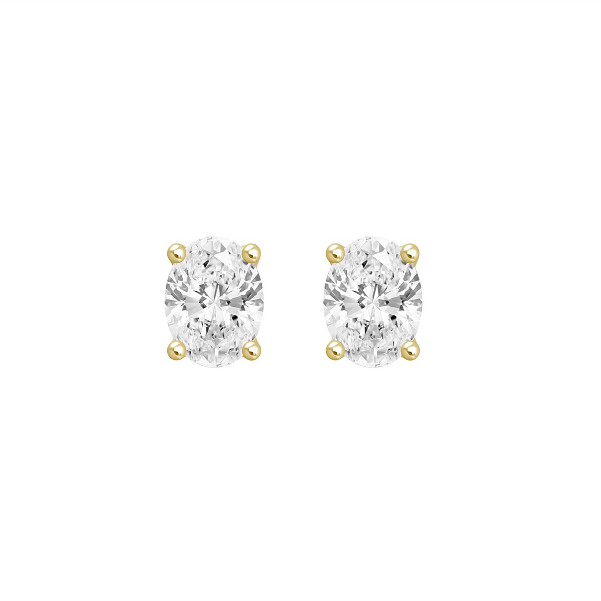 LADIES SOLITAIRE EARRINGS 1/2CT OVAL DIAMOND 14K YELLOW GOLD (CENTER STONE OVAL DIAMOND 1/4CT )