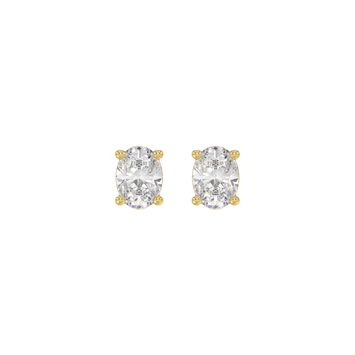 LADIES SOLITAIRE EARRINGS 1/2CT OVAL DIAMOND 14K YELLOW GOLD (CENTER STONE OVAL DIAMOND 1/4CT )