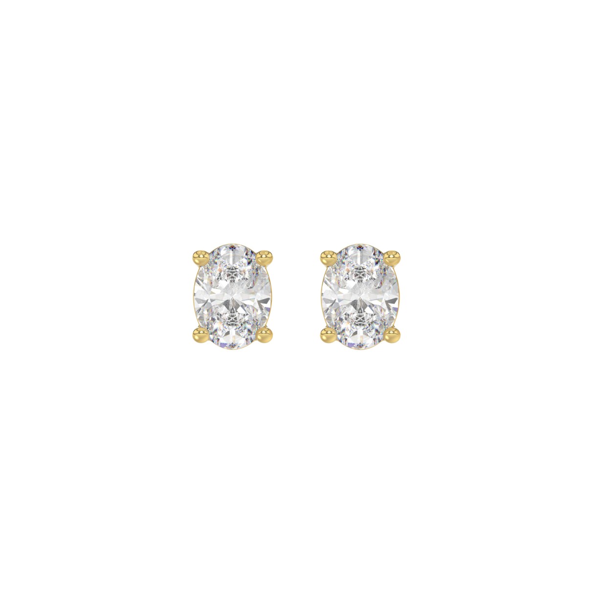 LADIES SOLITAIRE EARRINGS 1/2CT OVAL DIAMOND 14K Y...