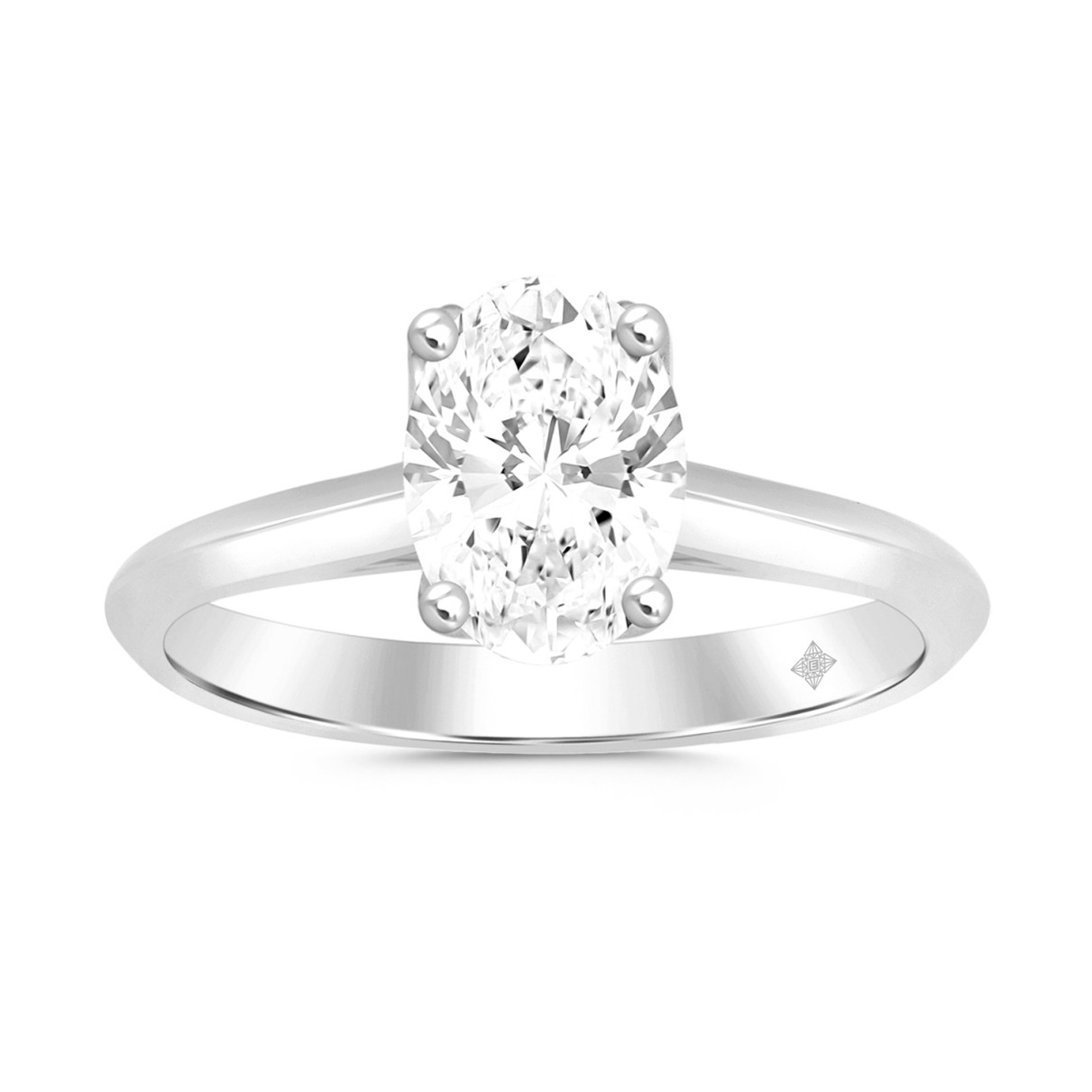 LADIES SOLITAIRE RING 1/2CT OVAL DIAMOND 14K WHITE...