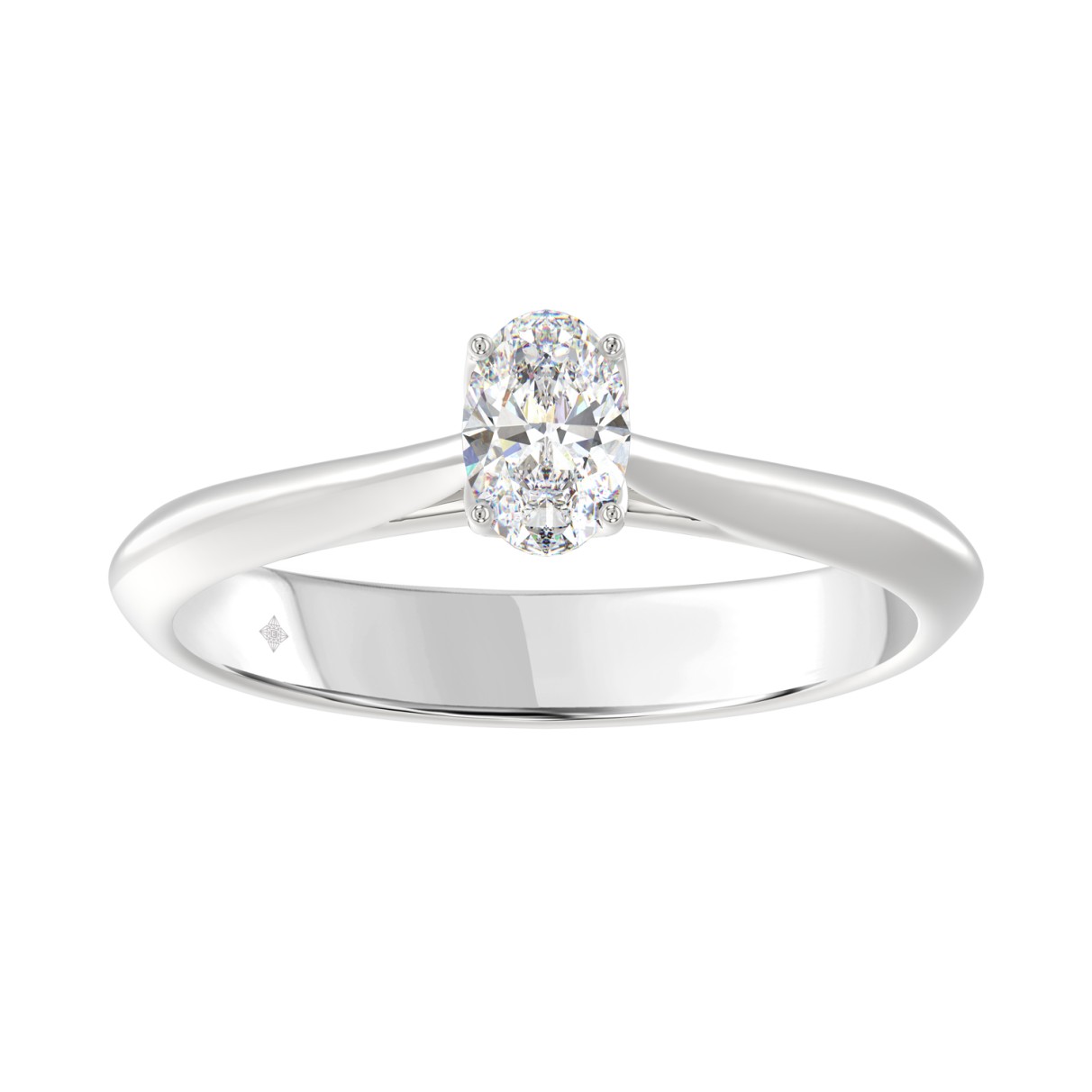 LADIES SOLITAIRE RING 1/2CT OVAL DIAMOND 14K WHITE...