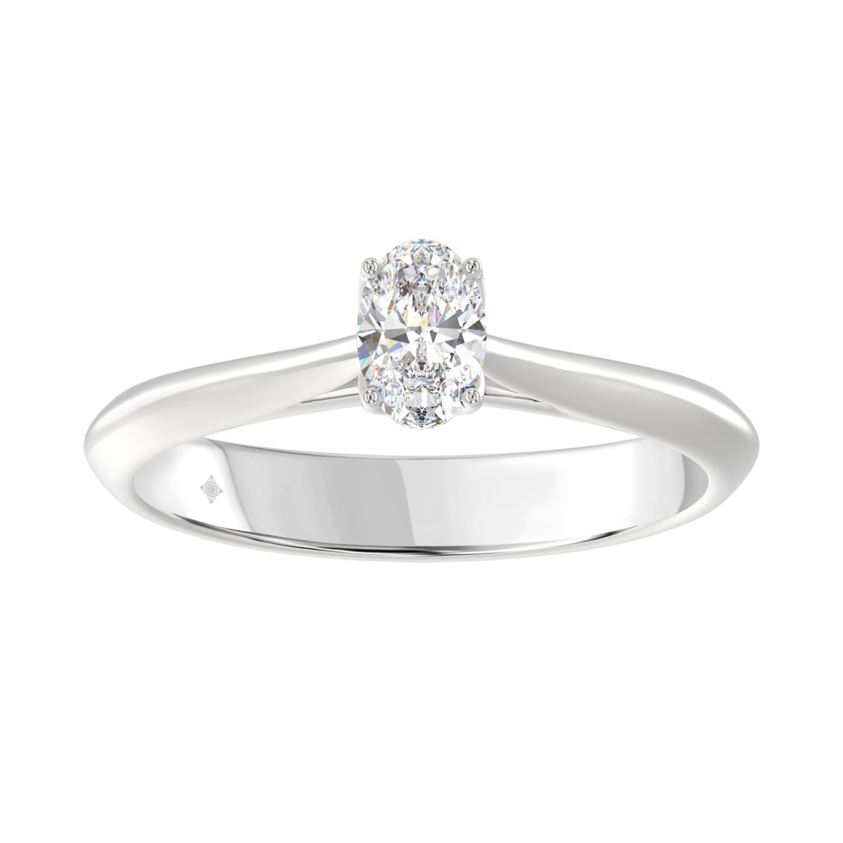 LADIES SOLITAIRE RING 1/2CT OVAL DIAMOND 14K WHITE GOLD