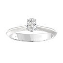 LADIES SOLITAIRE RING 1/2CT OVAL DIAMOND 14K WHITE GOLD