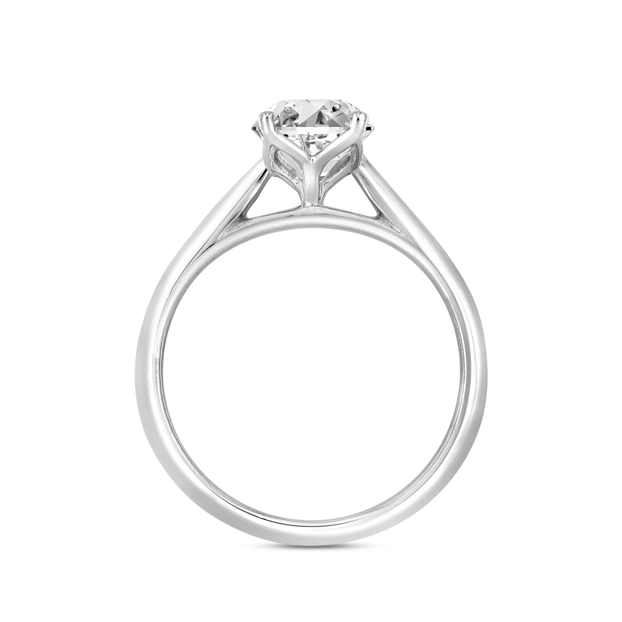 LADIES SOLITAIRE RING 1/2CT OVAL DIAMOND 14K WHITE GOLD