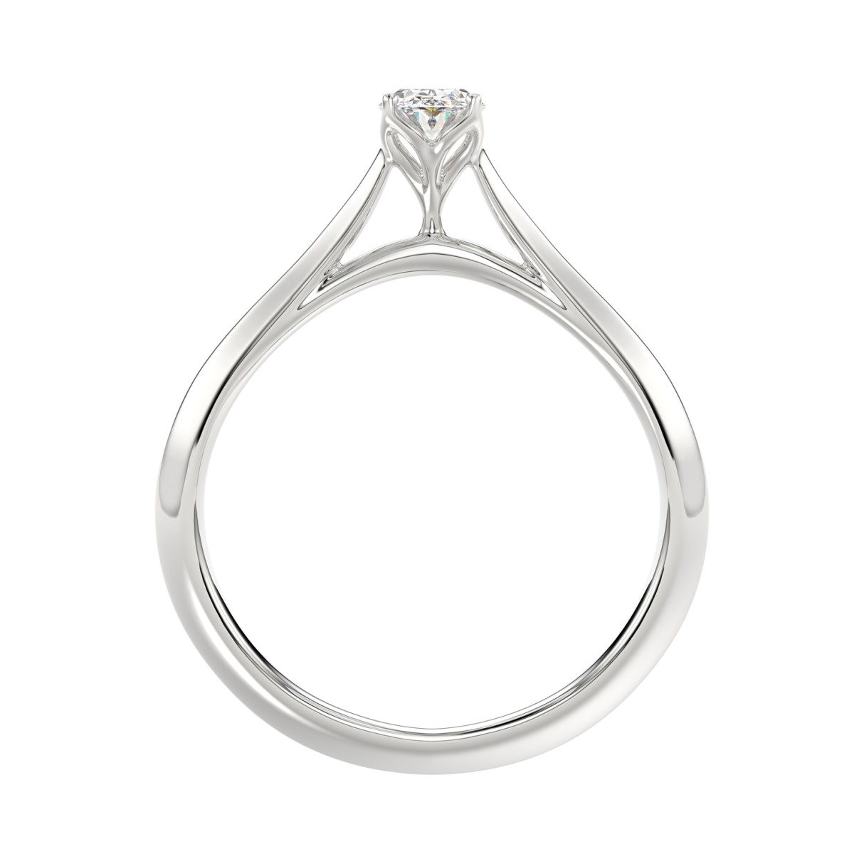 LADIES SOLITAIRE RING 1/2CT OVAL DIAMOND 14K WHITE GOLD