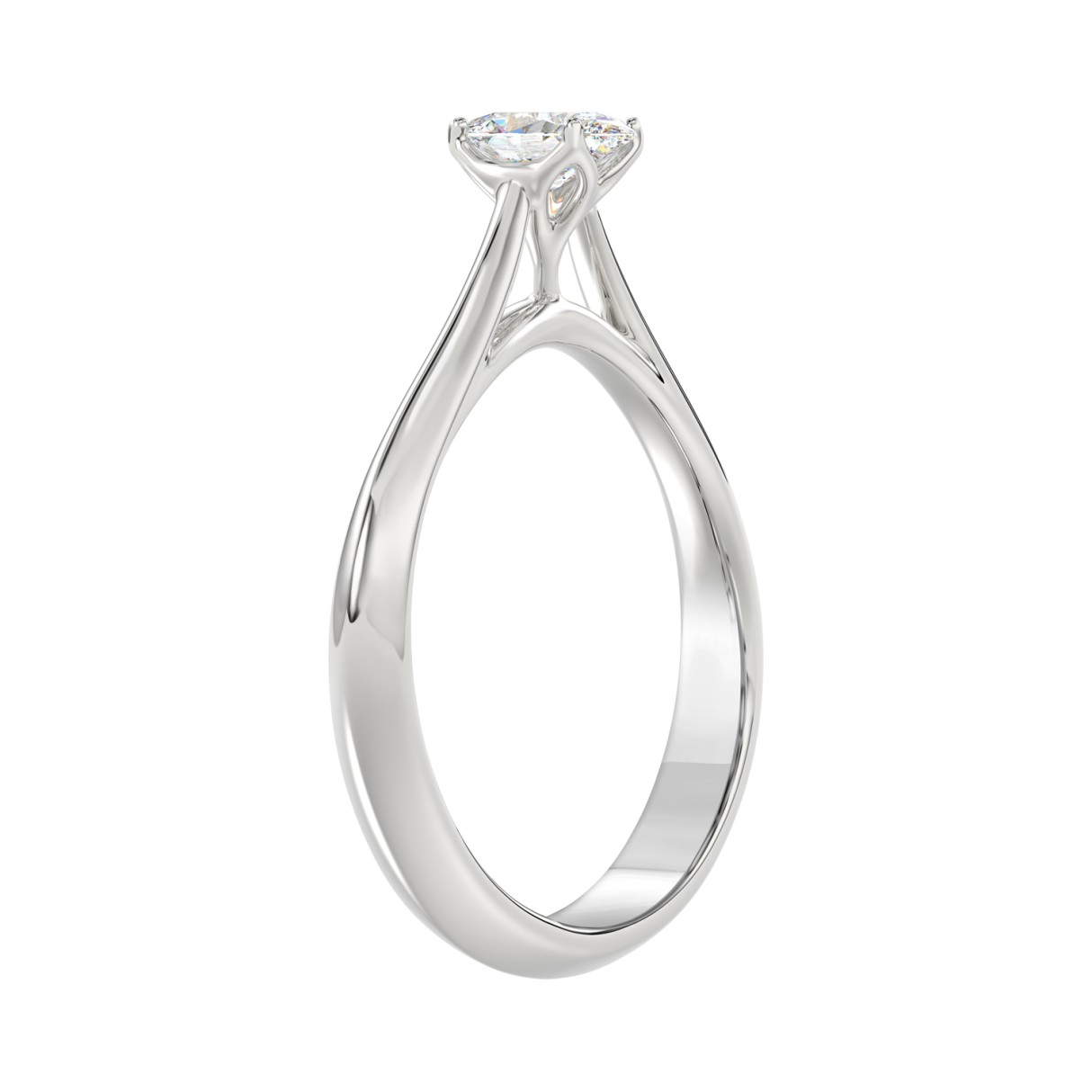 LADIES SOLITAIRE RING 1/2CT OVAL DIAMOND 14K WHITE GOLD