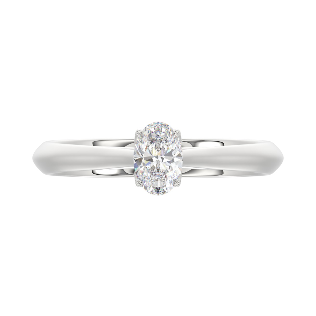 LADIES SOLITAIRE RING 1/2CT OVAL DIAMOND 14K WHITE GOLD