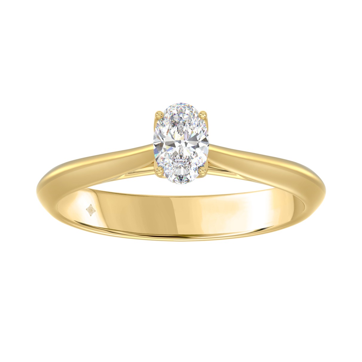 LADIES SOLITAIRE RING 1/2CT OVAL DIAMOND 14K YELLO...