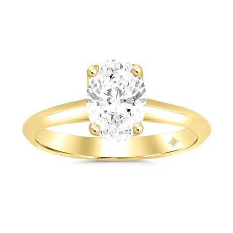 LADIES SOLITAIRE RING 1/2CT OVAL DIAMOND 14K YELLOW GOLD
