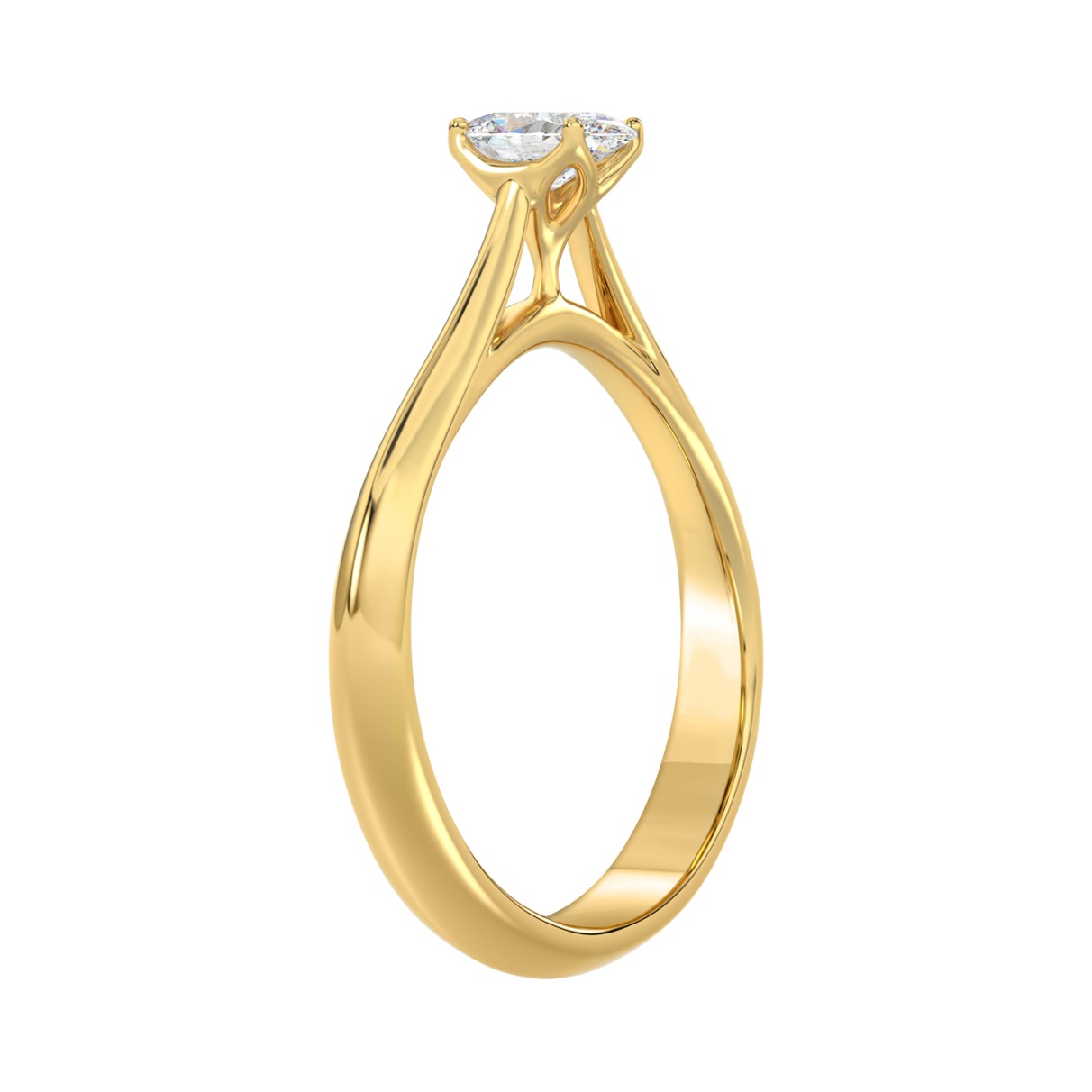 LADIES SOLITAIRE RING 1/2CT OVAL DIAMOND 14K YELLOW GOLD