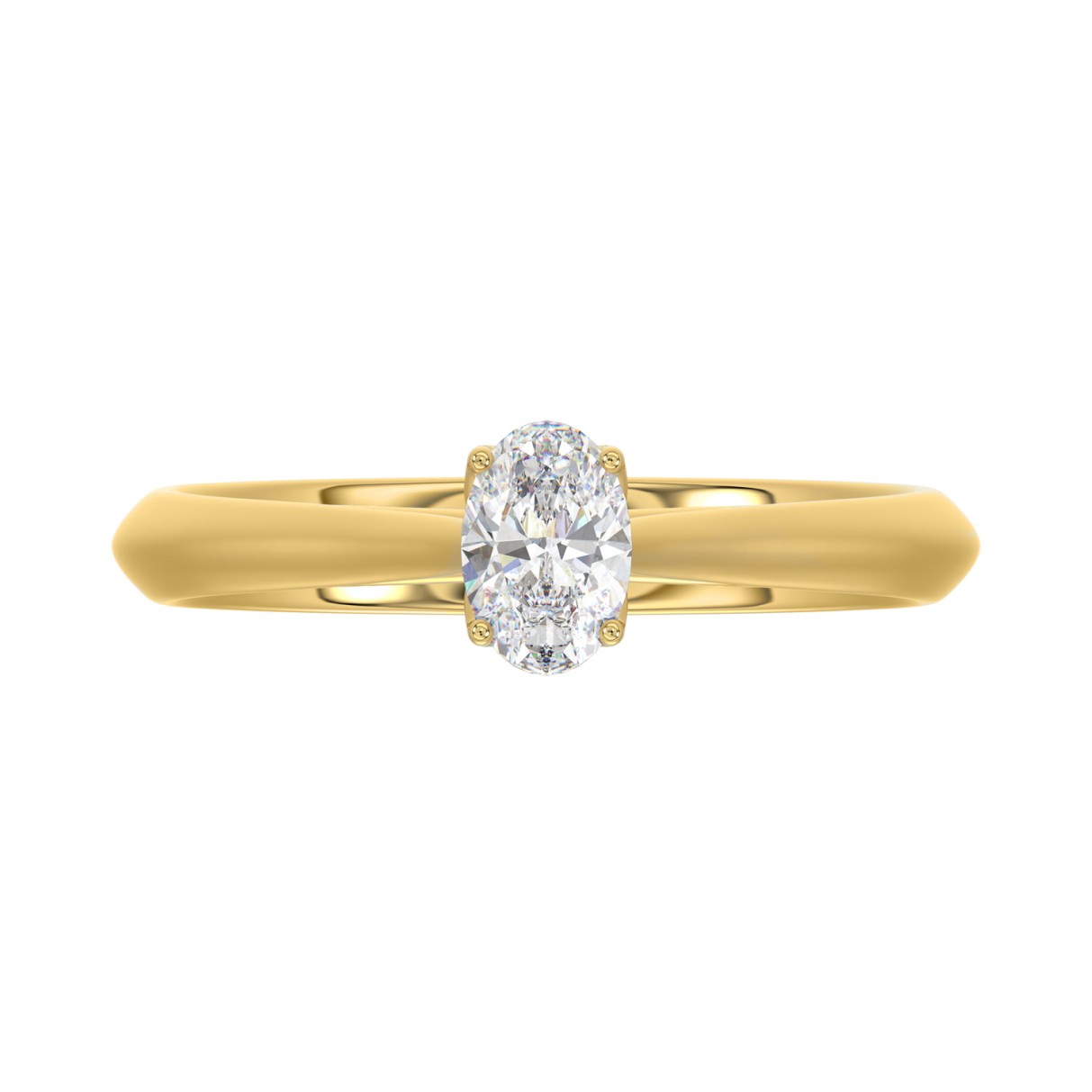 LADIES SOLITAIRE RING 1/2CT OVAL DIAMOND 14K YELLOW GOLD