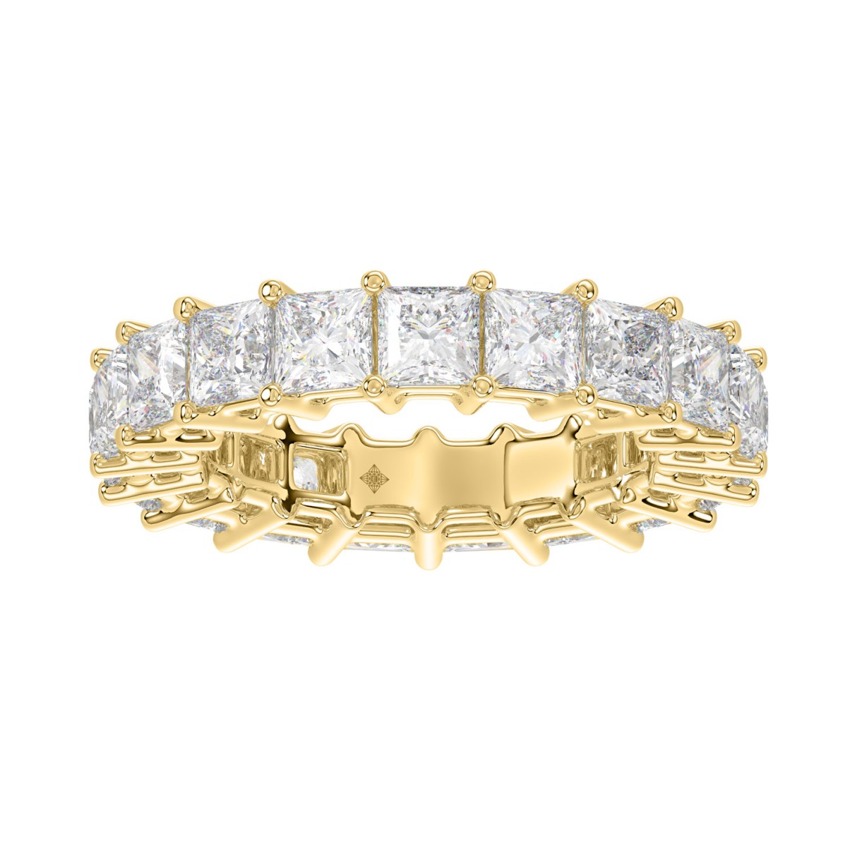 14K Yellow Gold 4 3/4Ct Princess Cut Diamond Eternity Band For Women Full Eternity Wedding Band (Color F-G -Clarity Vs1/Vs2)