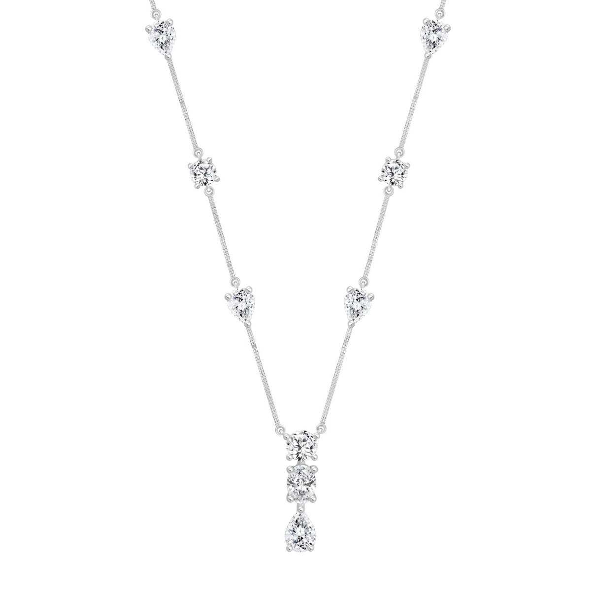 LADIES NECKLACE 5 1/4CT ROUND/PEAR/OVAL DIAMOND 14...