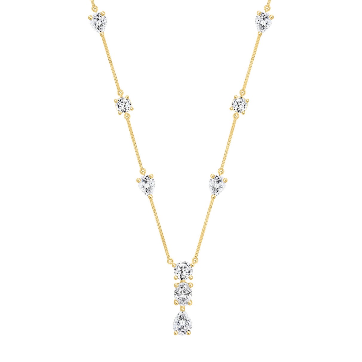 LADIES NECKLACE 5 1/4CT ROUND/PEAR/OVAL DIAMOND 14K YELLOW GOLD