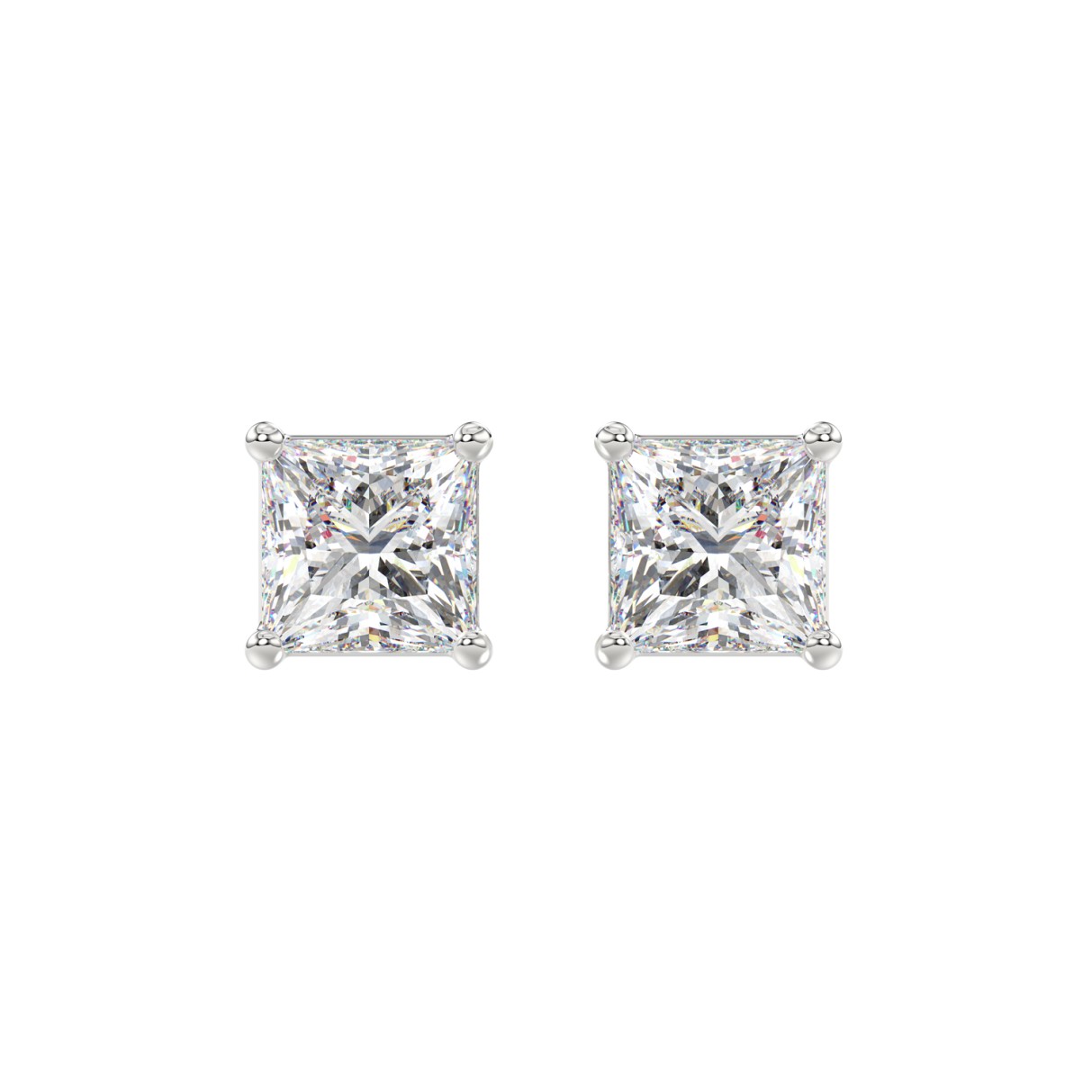 LADIES SOLITAIRE EARRINGS 3CT PRINCESS DIAMOND 14K...