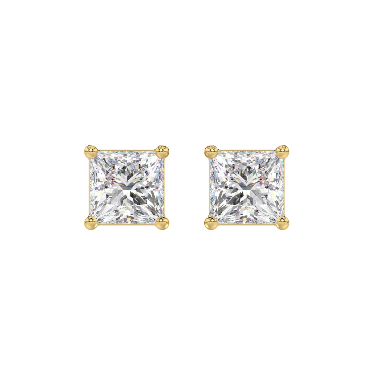 LADIES SOLITAIRE EARRINGS 3CT PRINCESS DIAMOND 14K...