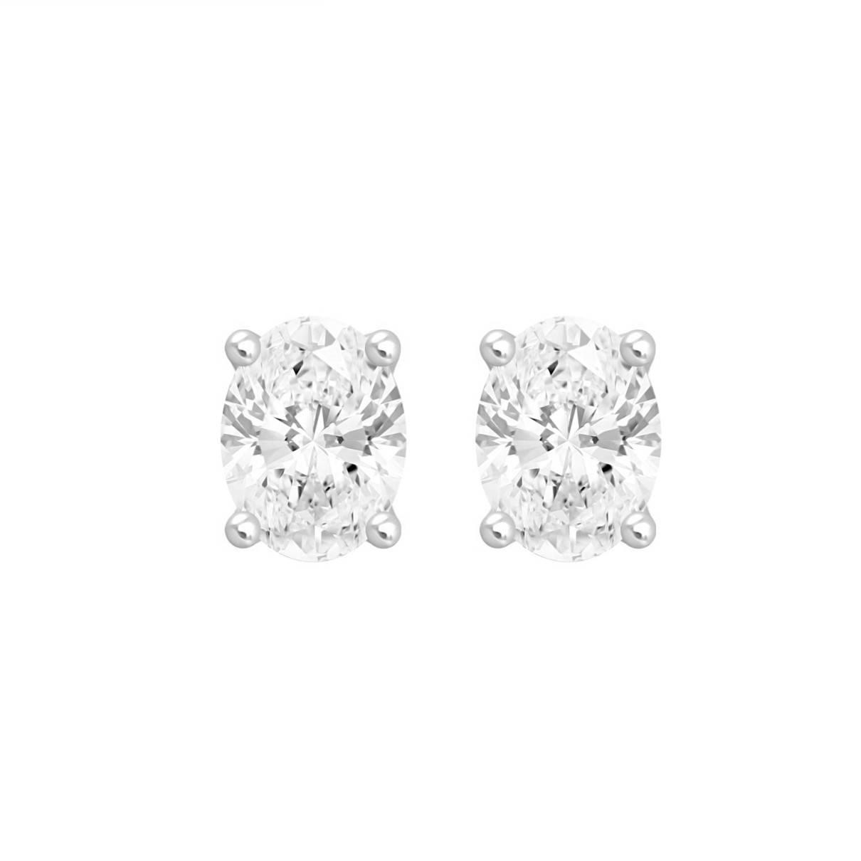 LADIES SOLITAIRE EARRINGS 2CT OVAL DIAMOND 14K WHI...