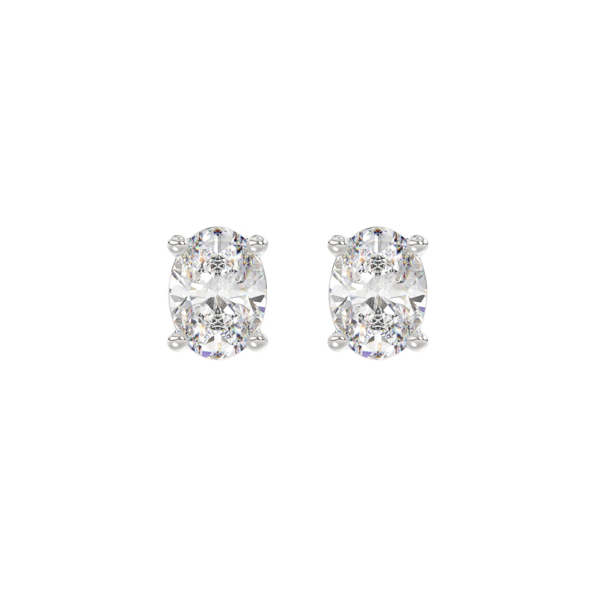 LADIES SOLITAIRE EARRINGS 2CT OVAL DIAMOND 14K WHI...