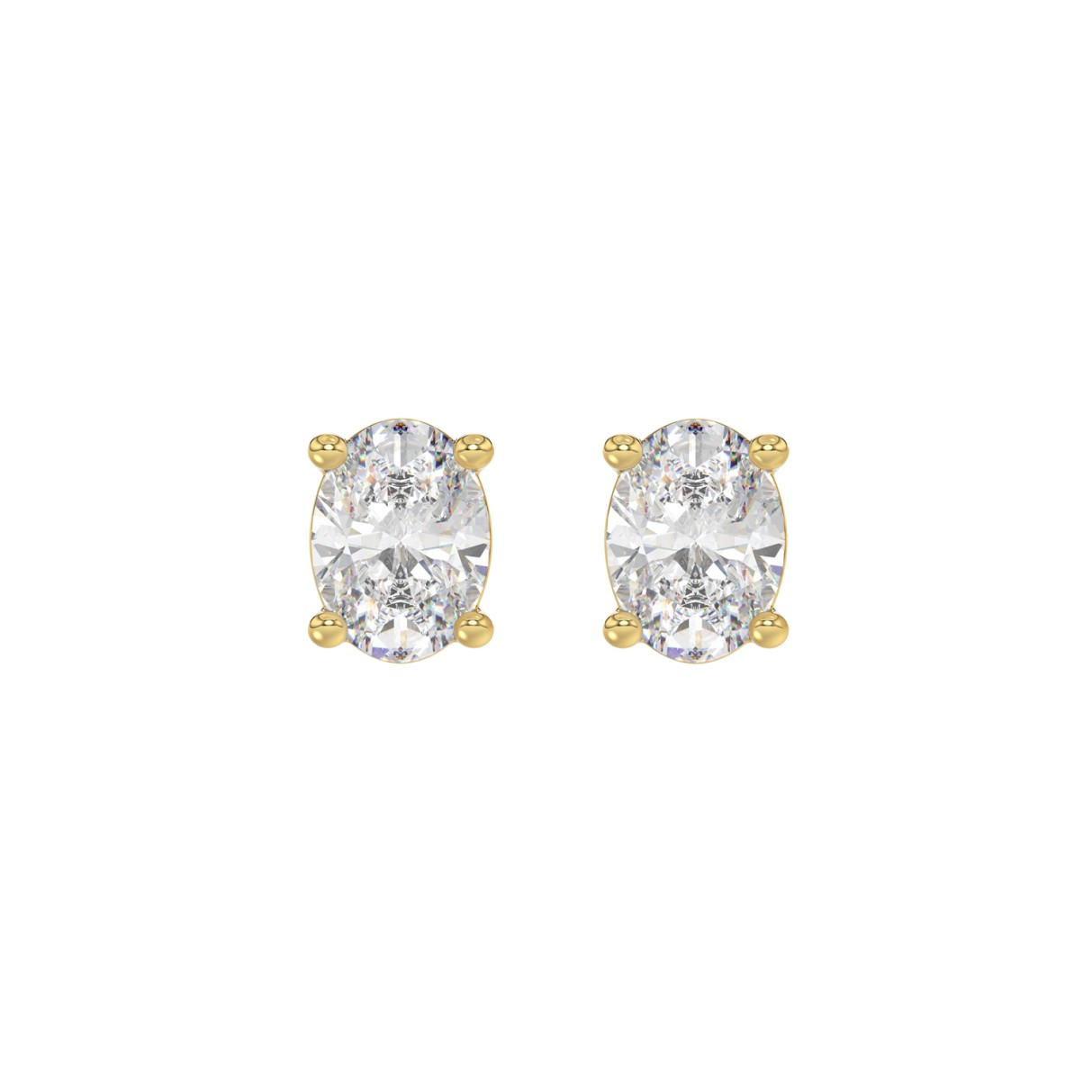 LADIES SOLITAIRE EARRINGS 2CT OVAL DIAMOND 14K YEL...