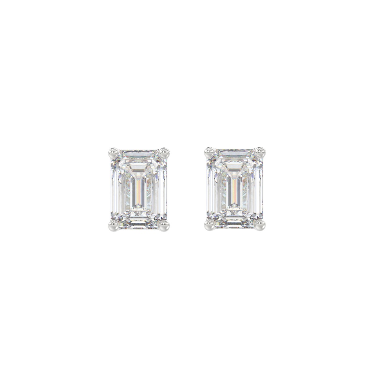 LADIES SOLITAIRE EARRINGS 1 1/2CT EMERALD DIAMOND ...