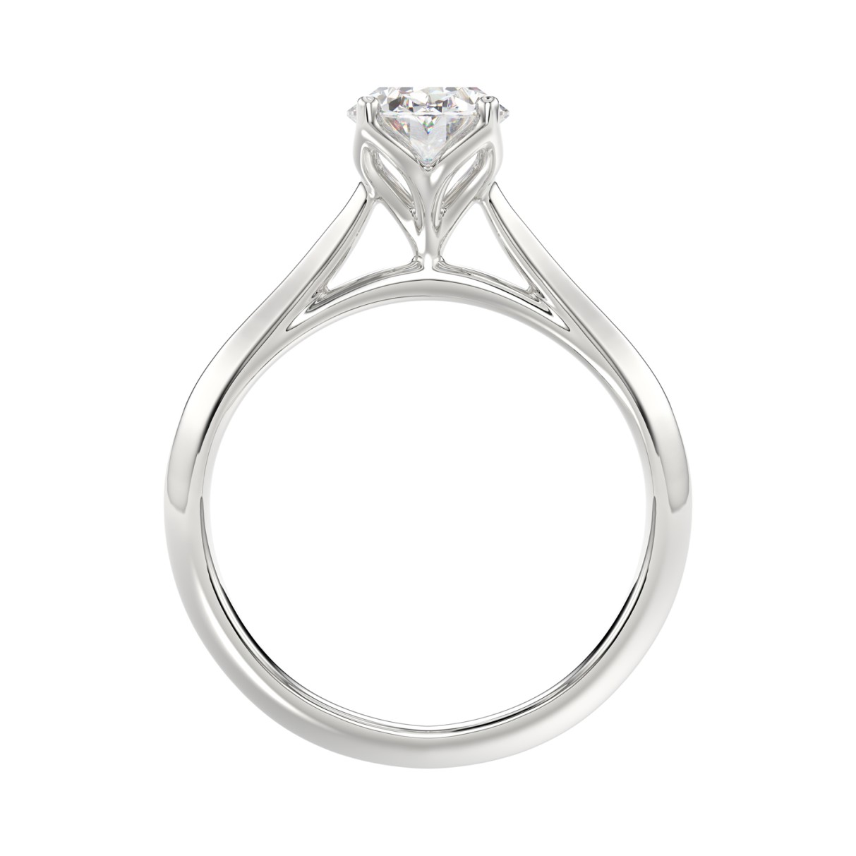 LADIES SOLITAIRE RING 1 1/2CT OVAL DIAMOND 14K WHITE GOLD