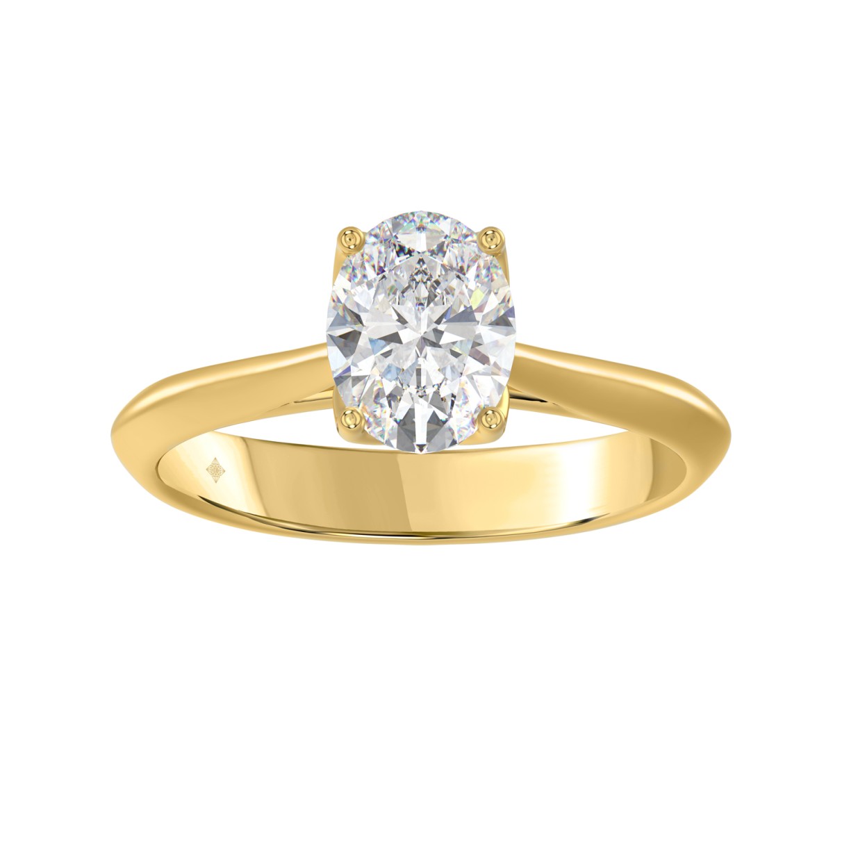 LADIES SOLITAIRE RING 1 1/2CT OVAL DIAMOND 14K YEL...