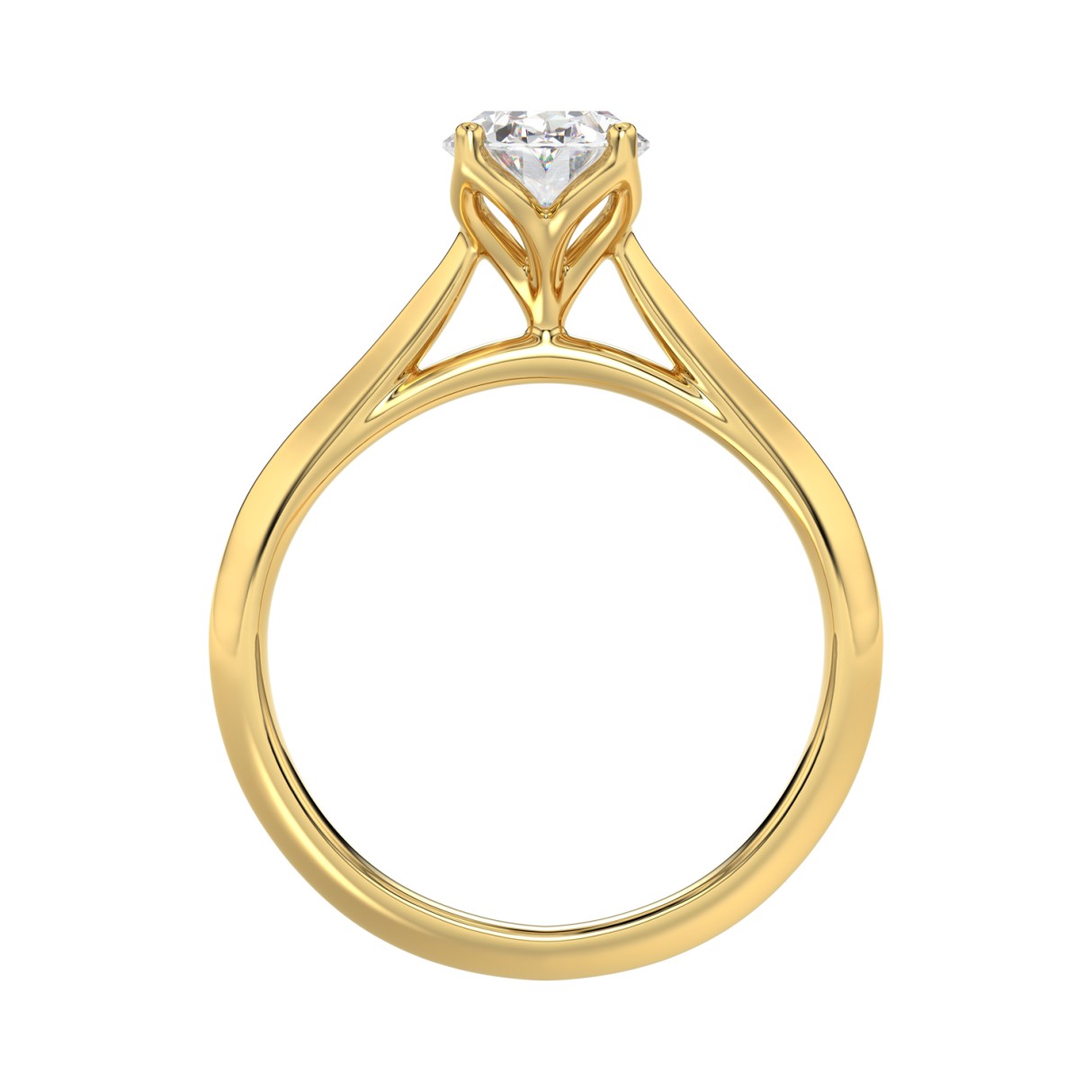 LADIES SOLITAIRE RING 1 1/2CT OVAL DIAMOND 14K YELLOW GOLD