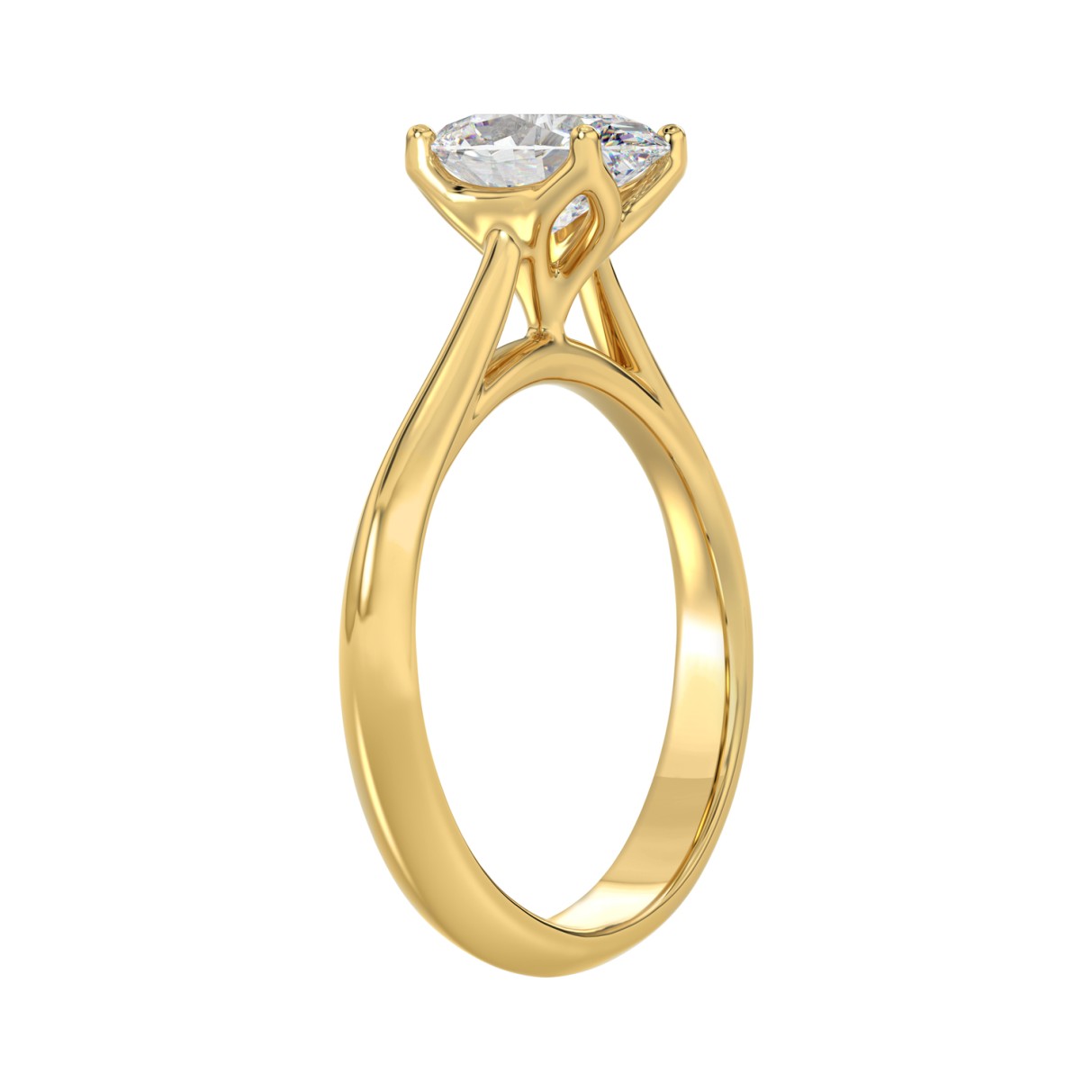 LADIES SOLITAIRE RING 1 1/2CT OVAL DIAMOND 14K YELLOW GOLD