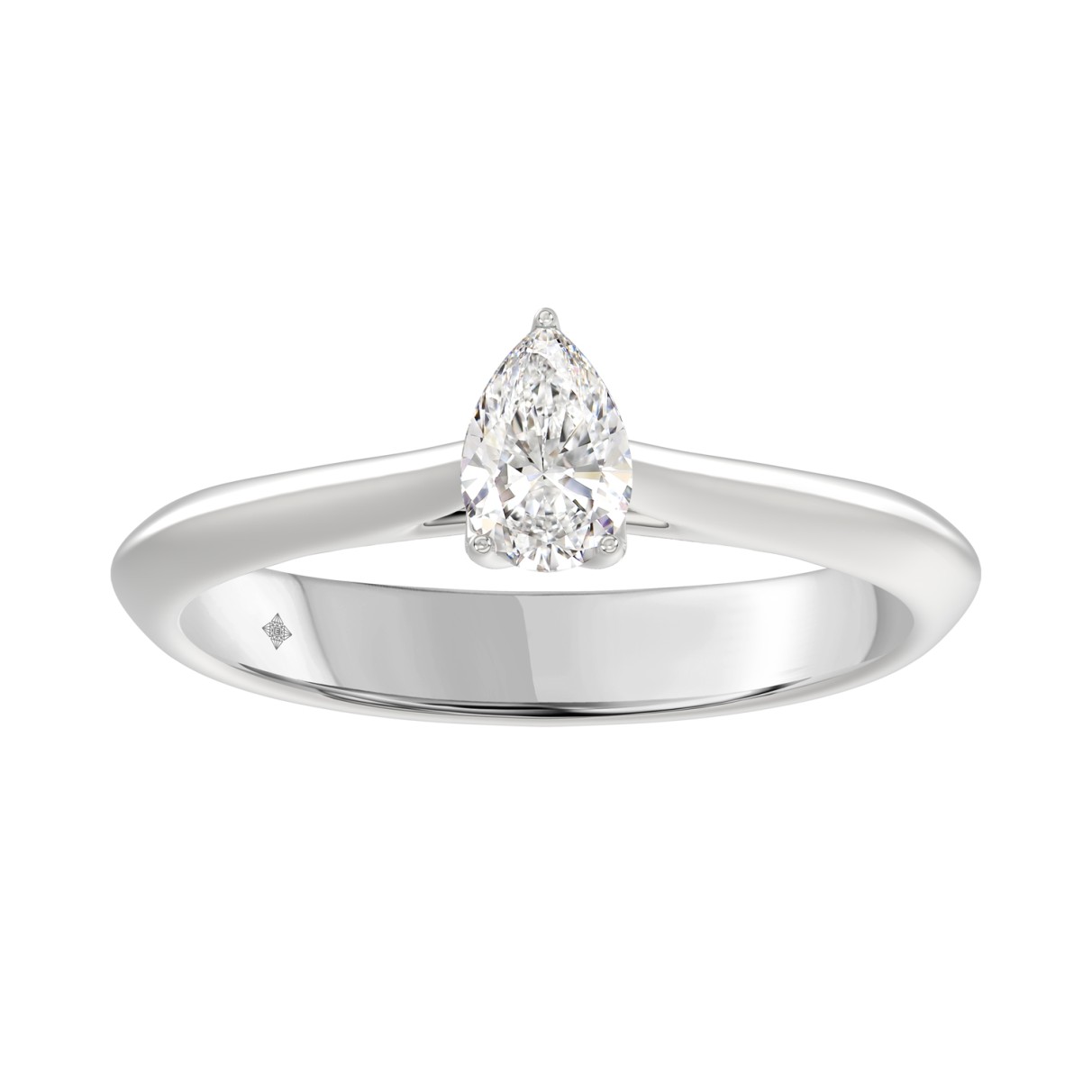 LADIES SOLITAIRE RING 1/2CT PEAR DIAMOND 14K WHITE...