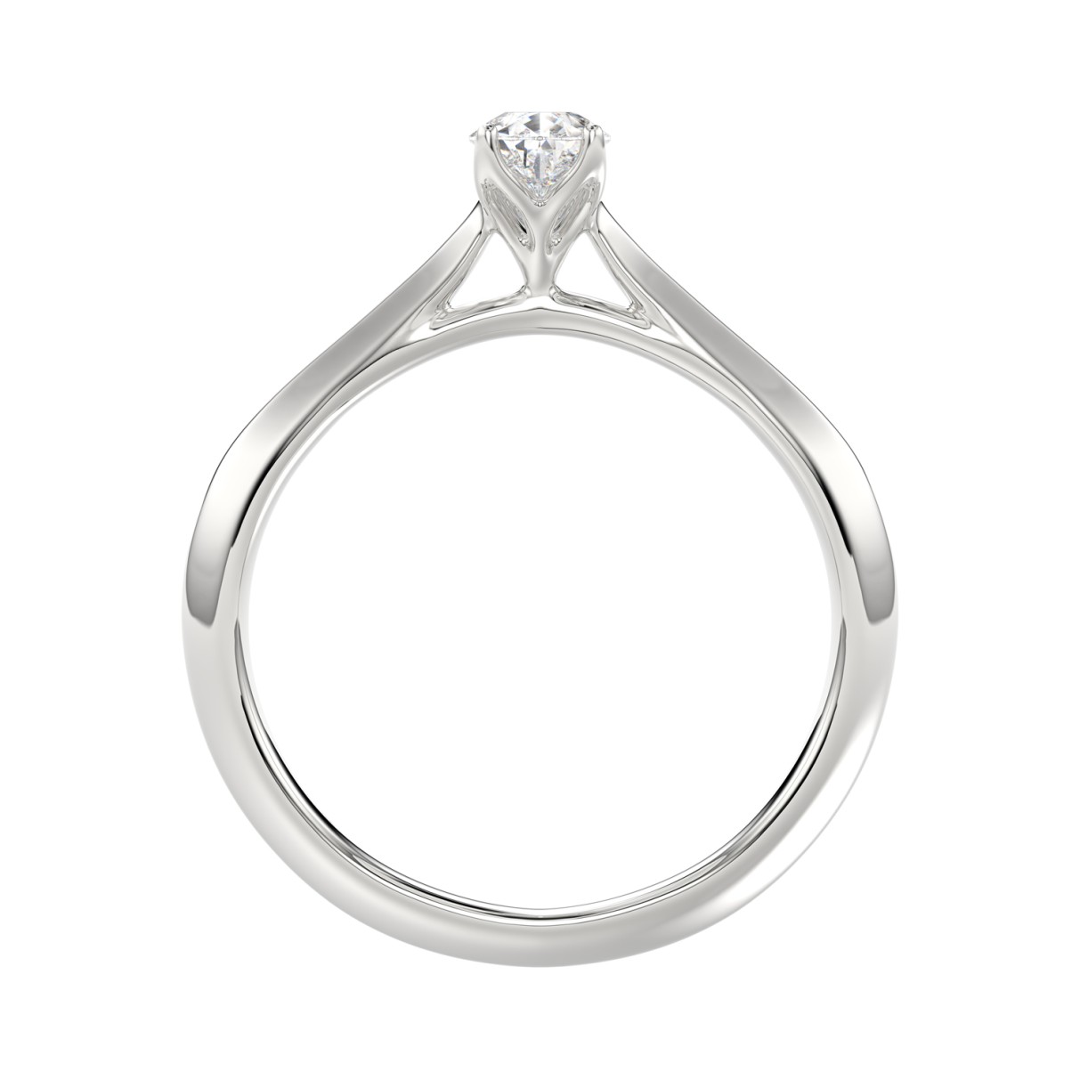 LADIES SOLITAIRE RING 1/2CT PEAR DIAMOND 14K WHITE GOLD