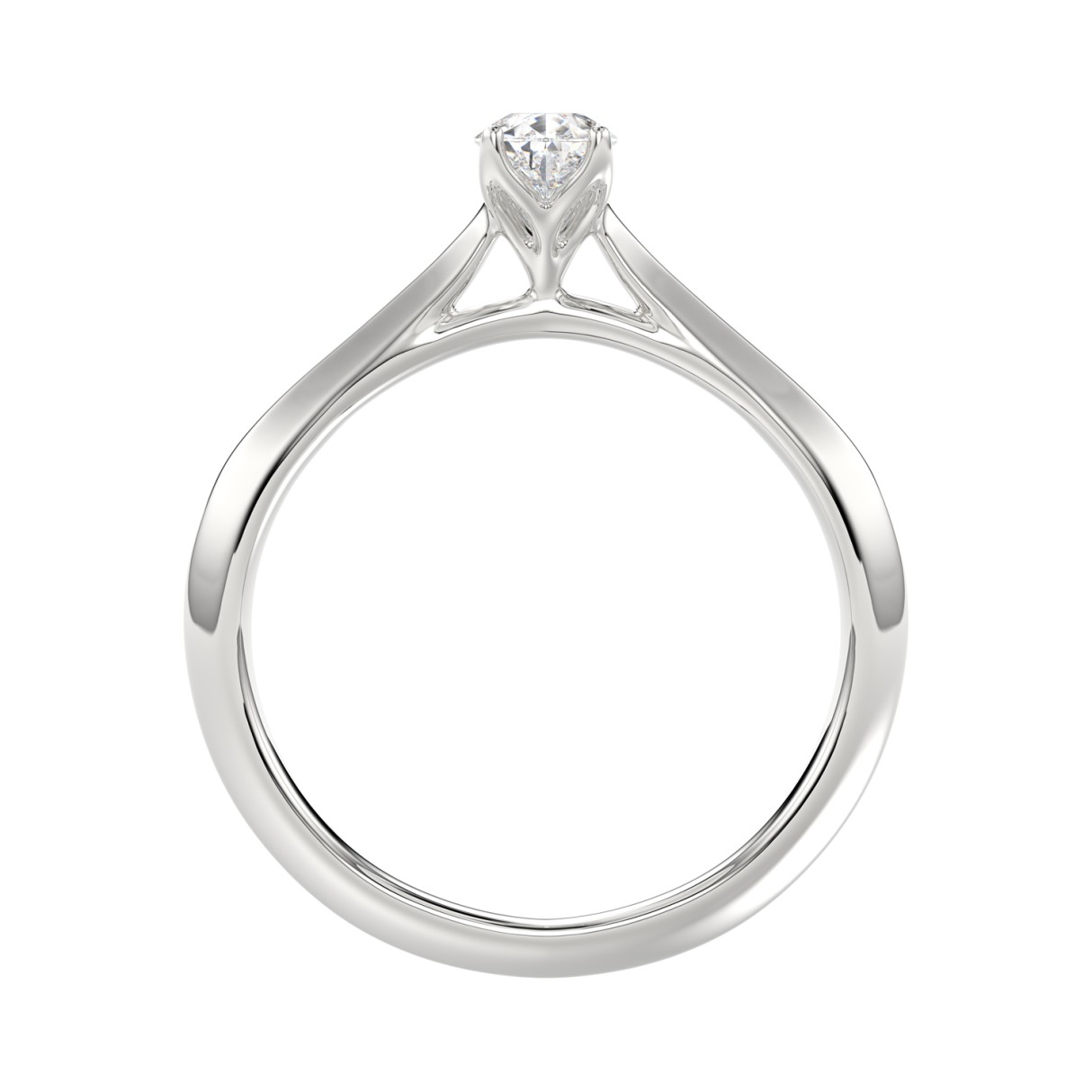 LADIES SOLITAIRE RING 1/2CT PEAR DIAMOND 14K WHITE GOLD