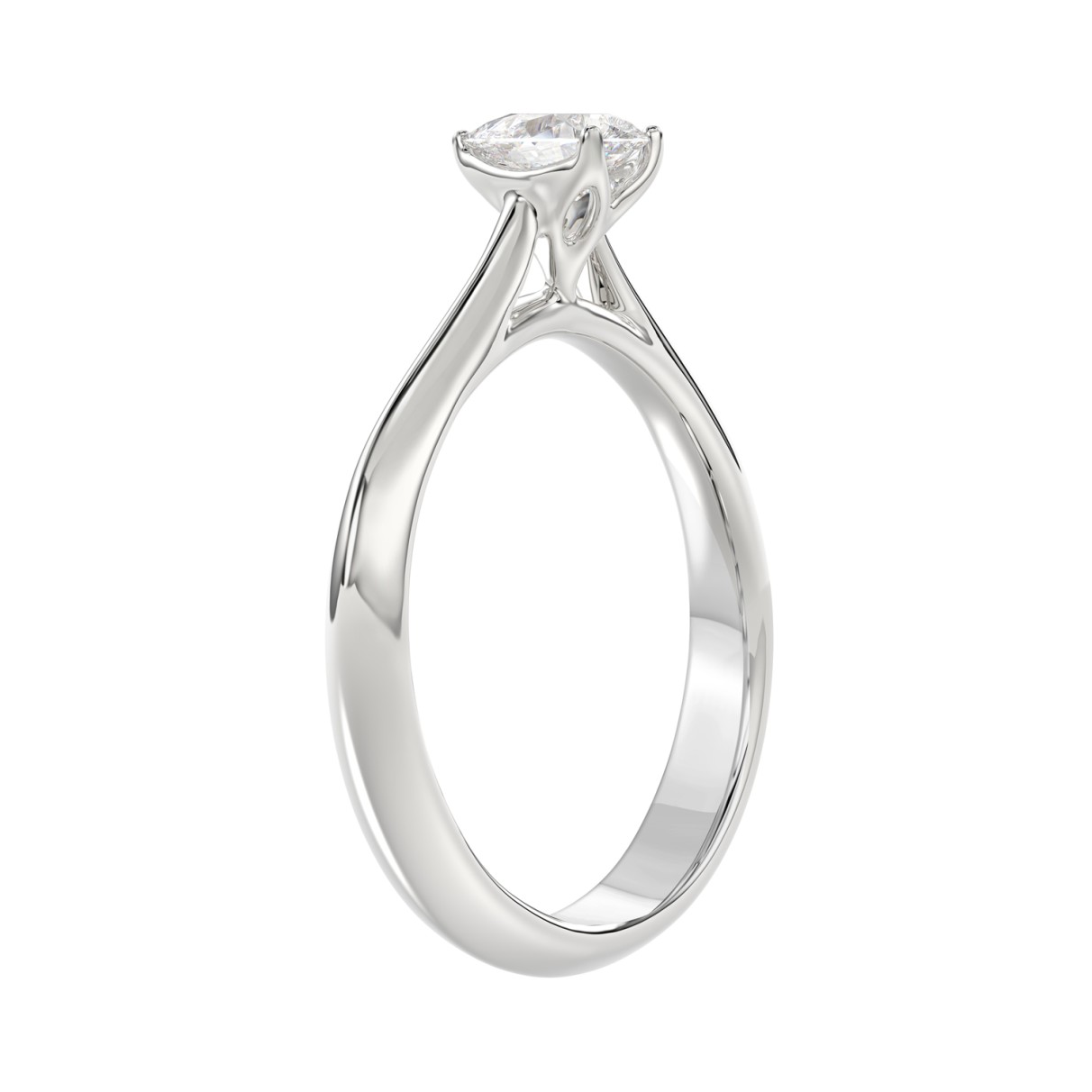 LADIES SOLITAIRE RING 1/2CT PEAR DIAMOND 14K WHITE GOLD