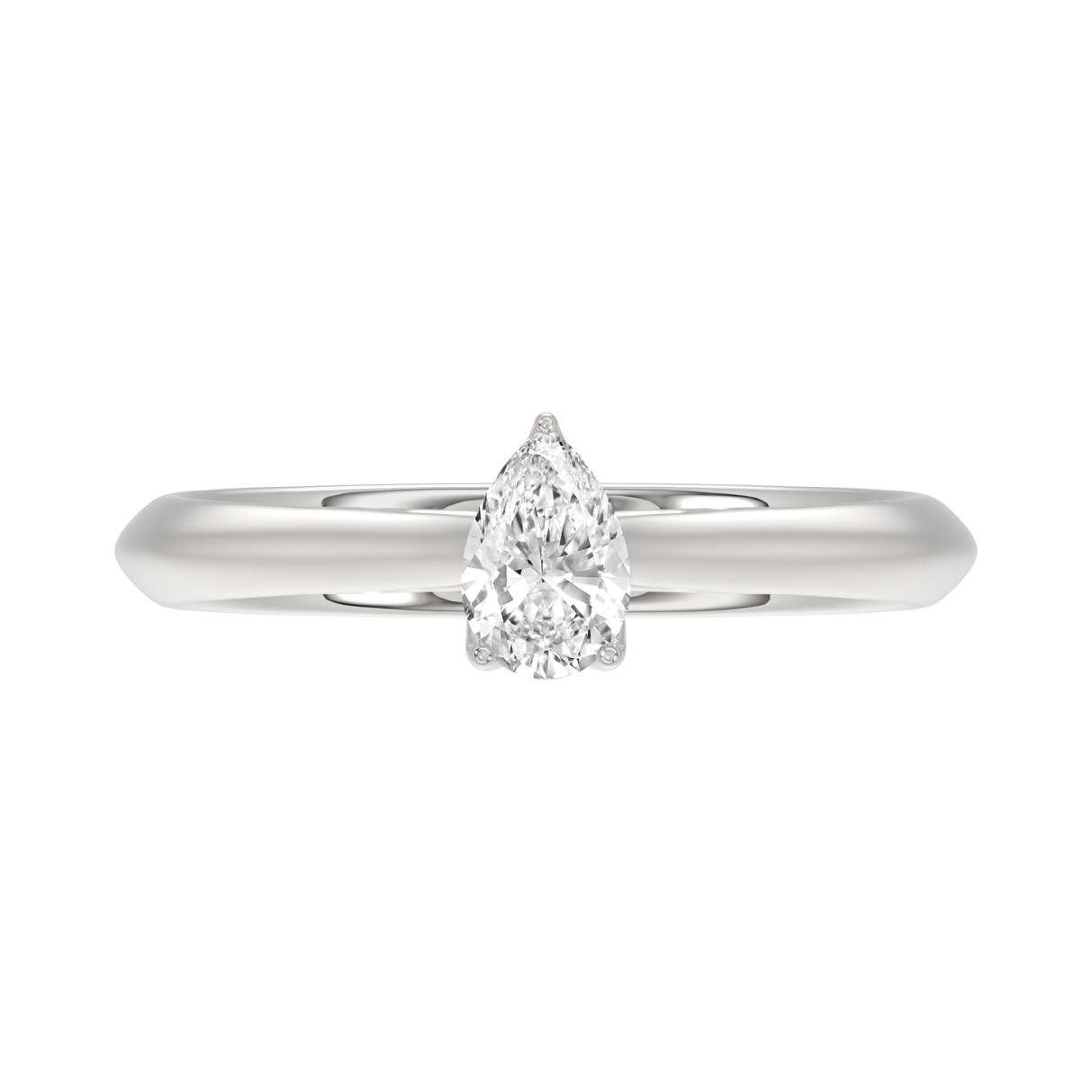 LADIES SOLITAIRE RING 1/2CT PEAR DIAMOND 14K WHITE GOLD