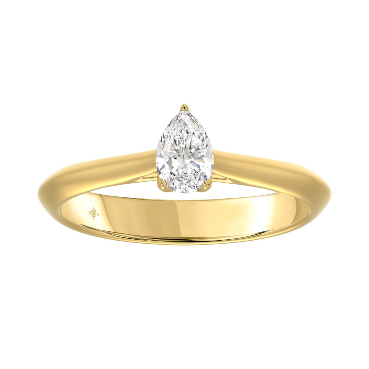 LADIES SOLITAIRE RING 1/2CT PEAR DIAMOND 14K YELLO...