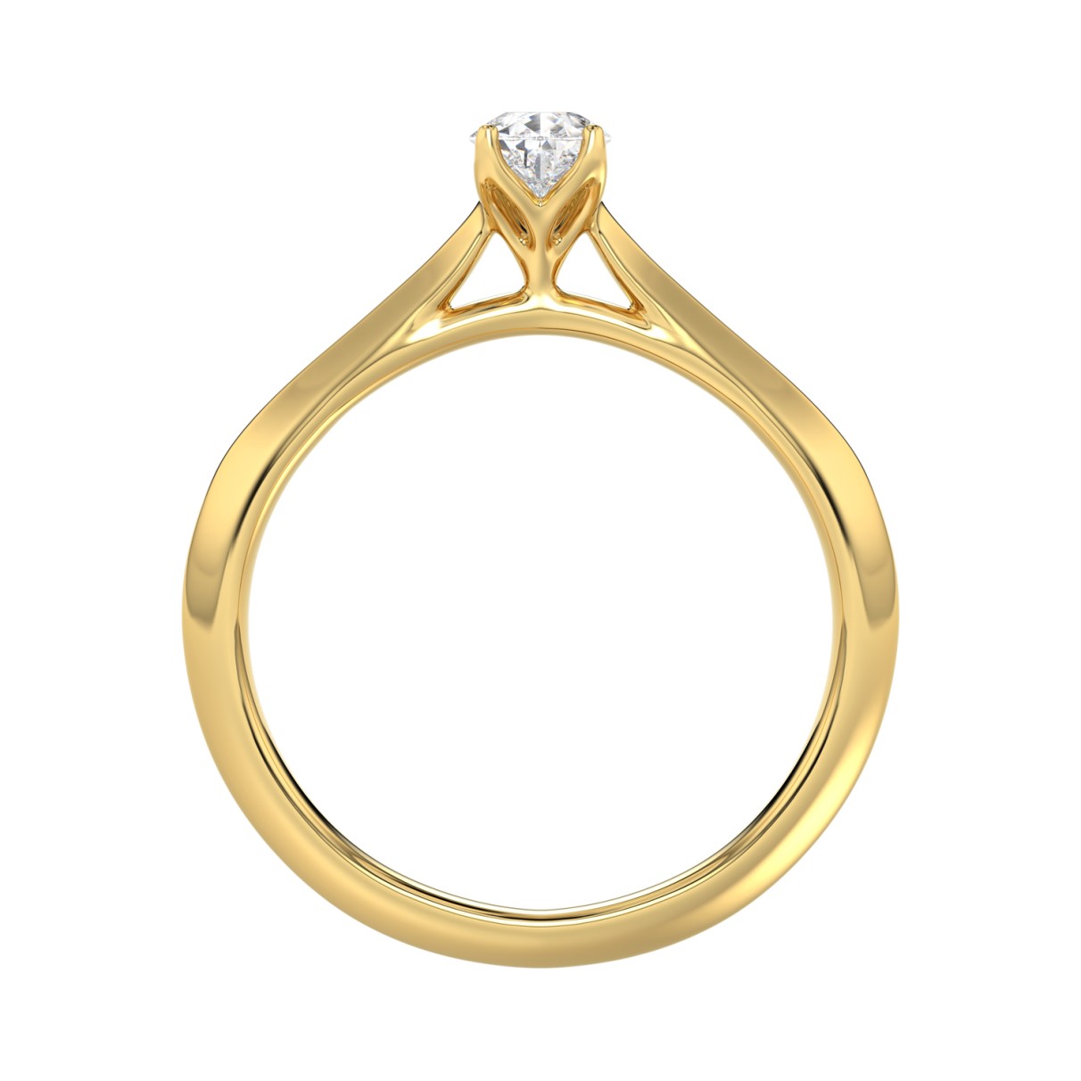 LADIES SOLITAIRE RING 1/2CT PEAR DIAMOND 14K YELLOW GOLD