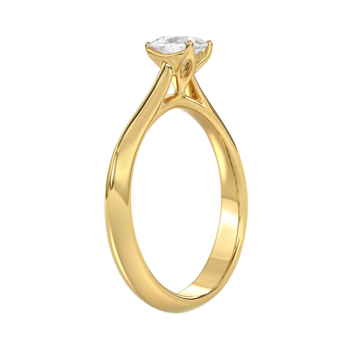 LADIES SOLITAIRE RING 1/2CT PEAR DIAMOND 14K YELLOW GOLD