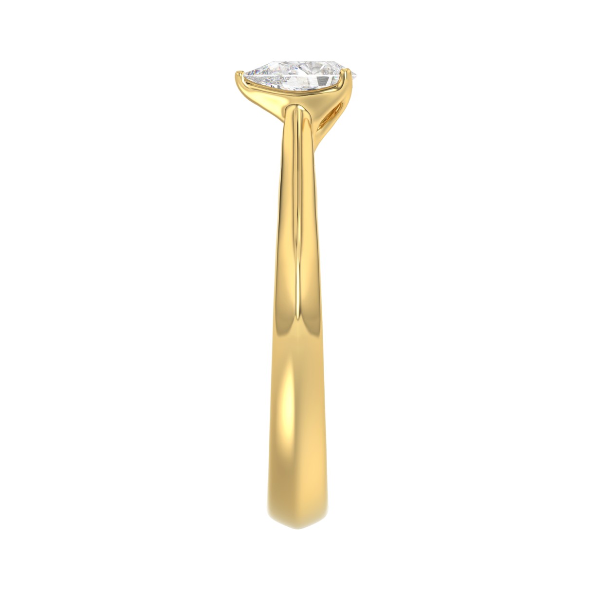 LADIES SOLITAIRE RING 1/2CT PEAR DIAMOND 14K YELLOW GOLD