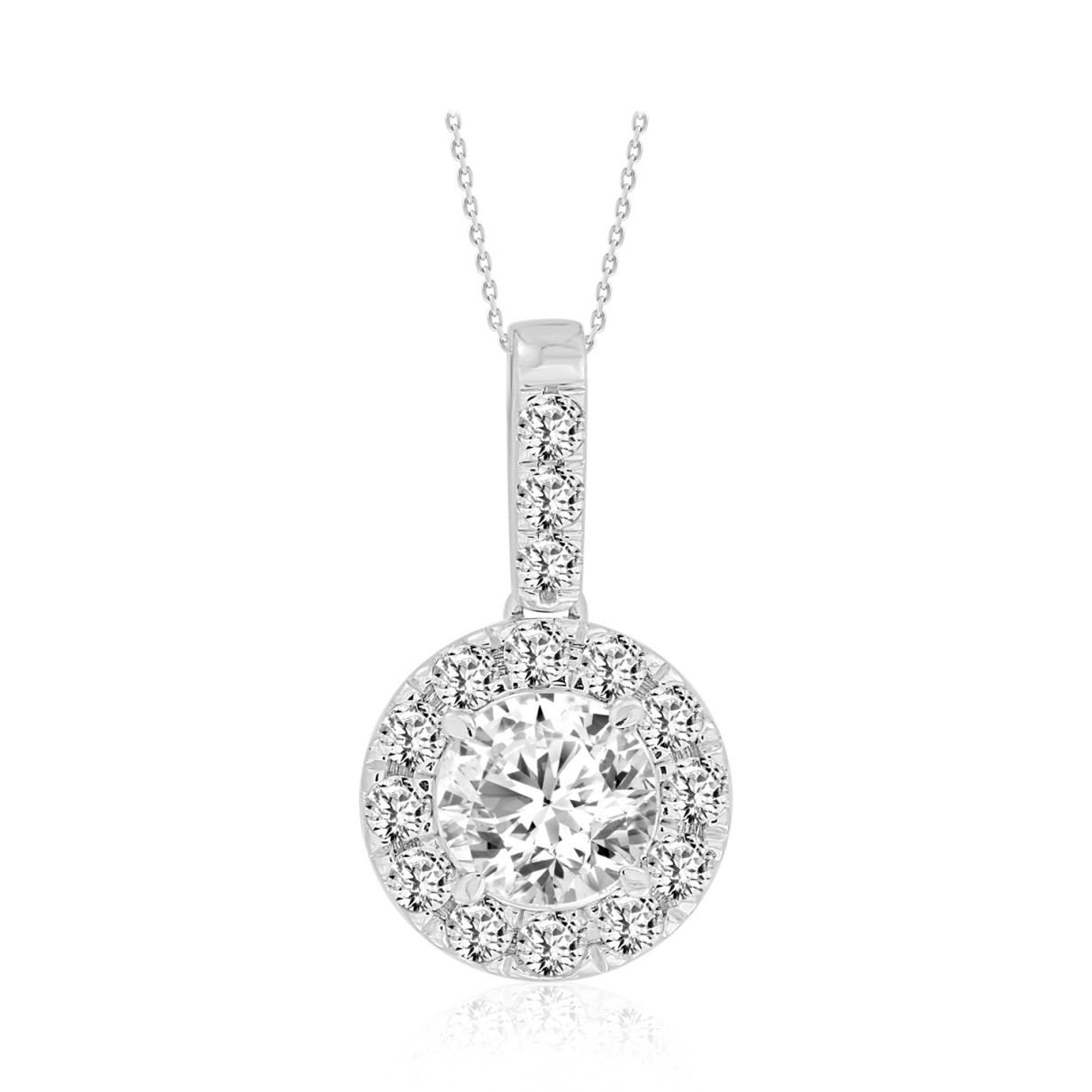 LADIES PENDANT WITH CHAIN 1 1/2CT ROUND DIAMOND 14...