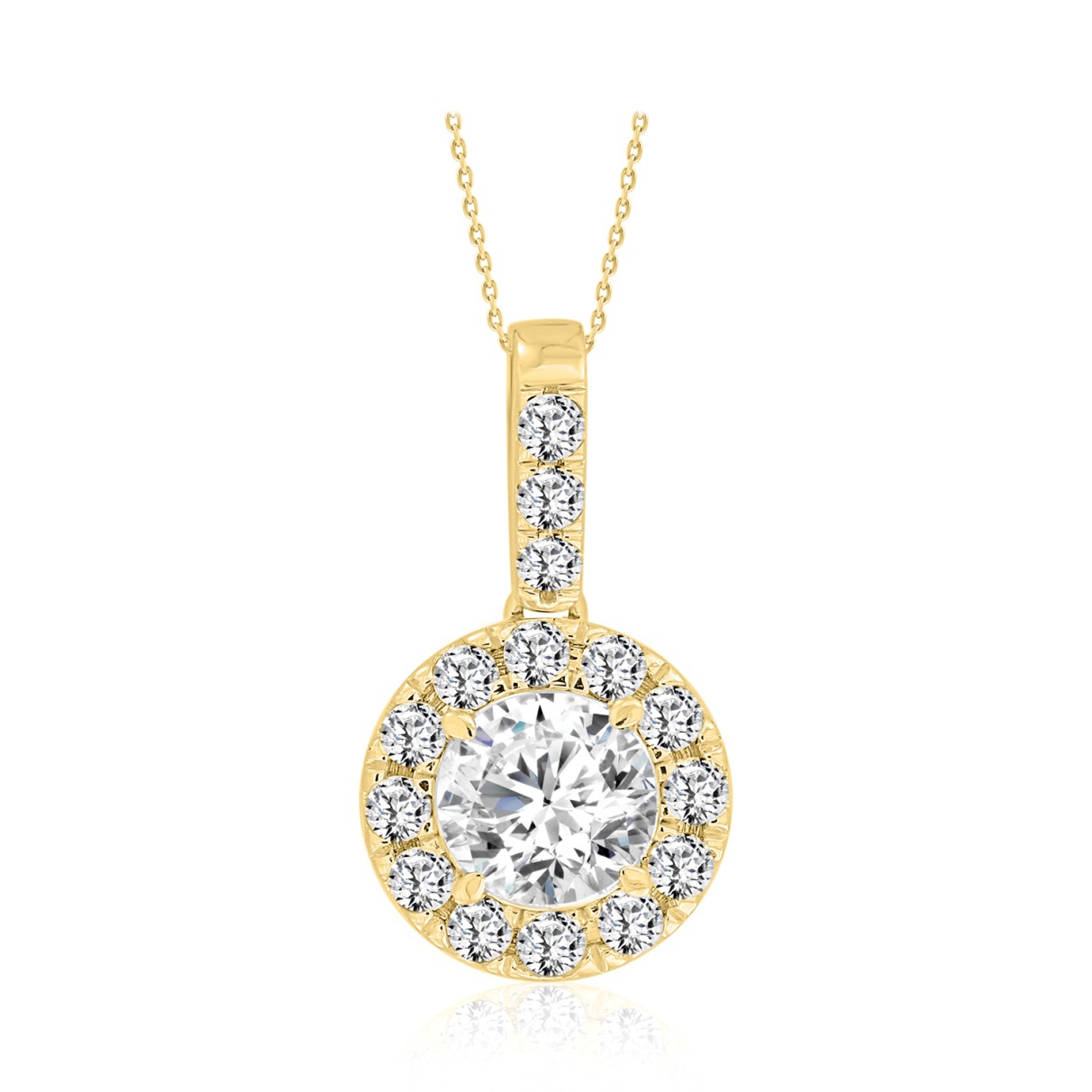 LADIES PENDANT WITH CHAIN 1 1/2CT ROUND DIAMOND 14...