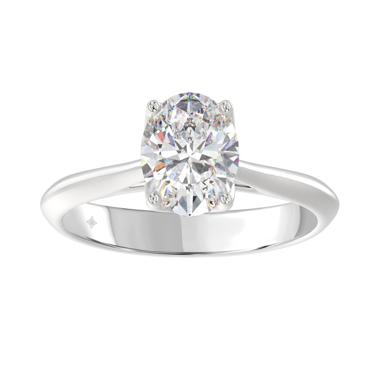 LADIES SOLITAIRE RING 2CT OVAL DIAMOND 14K WHITE G...