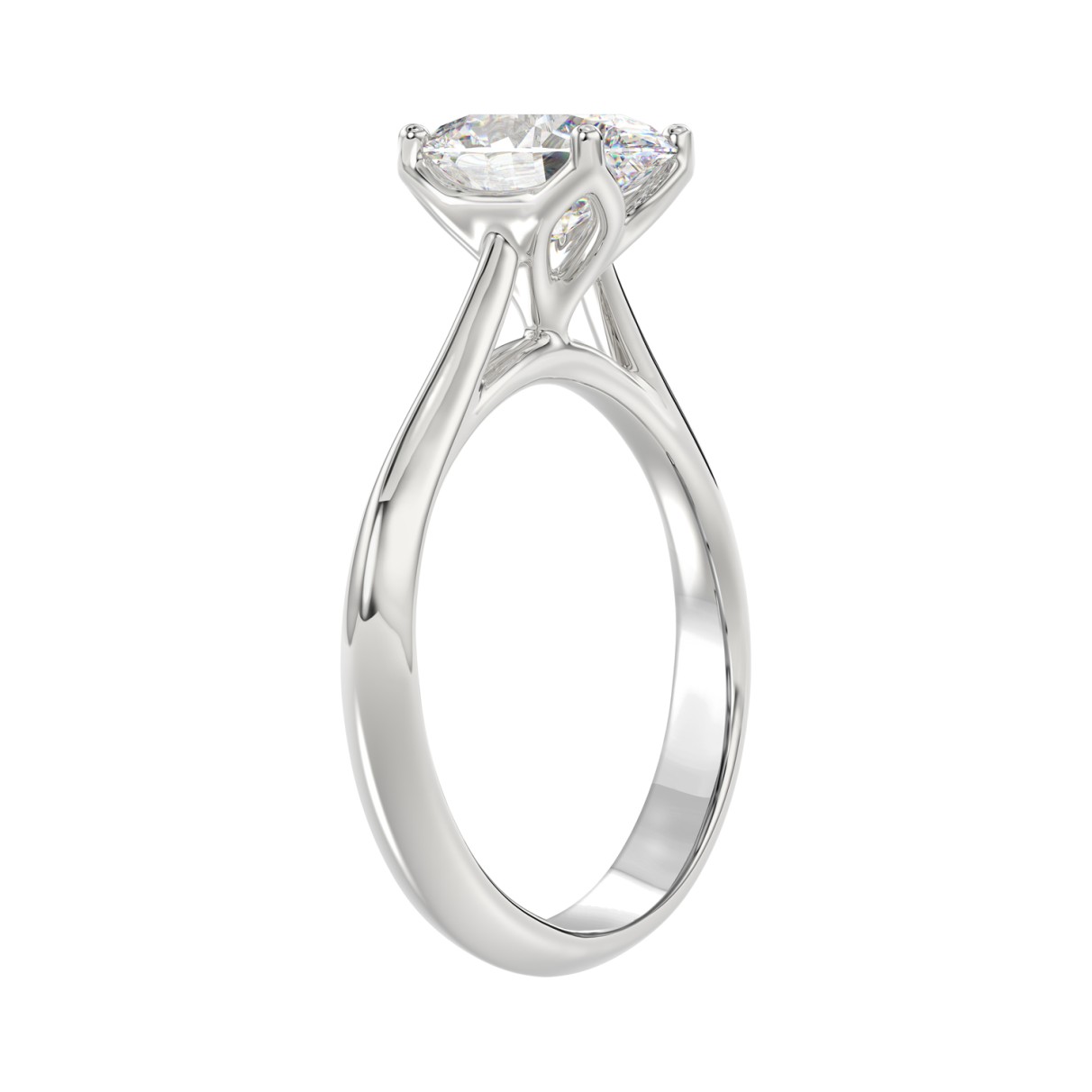 LADIES SOLITAIRE RING 2CT OVAL DIAMOND 14K WHITE GOLD